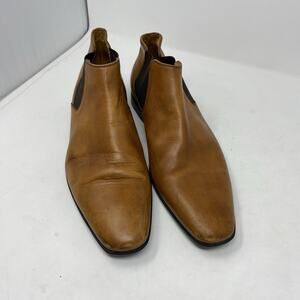 Luca del Forte Mens Chelsea Boots 42 Cognac Brown Leather Italian Dress Ankle